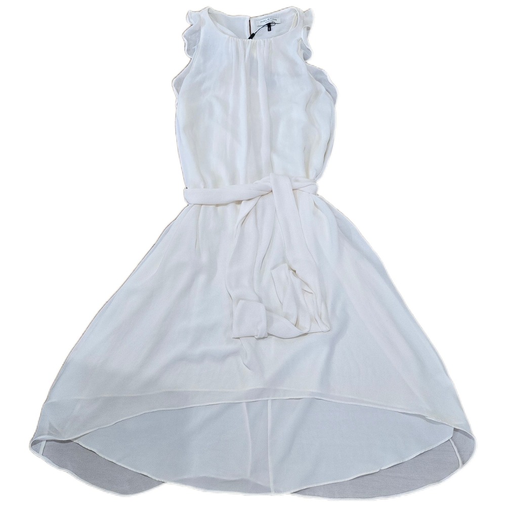 Halston Heritage Cream High-Low Sleeveless‎ Ruffle Formal Dress Size 2 NEW